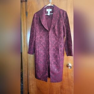Elegant Burgundy Patterned Coat and Dress
